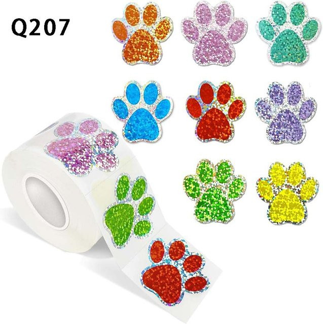 500 Stück GOGOTU Pfoten-Aufkleber in Multicolor für Hunde, Katzen und Bären als Belohnungsaufkleber für Laptops und Schreibwaren - Bild 1