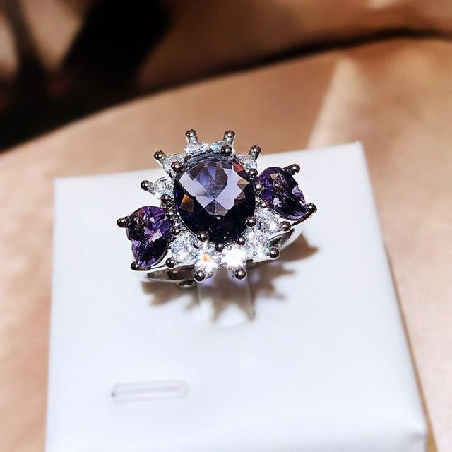 YIRAN Ring Kupfer, Lila Zirkonia, Damen - Bild 1