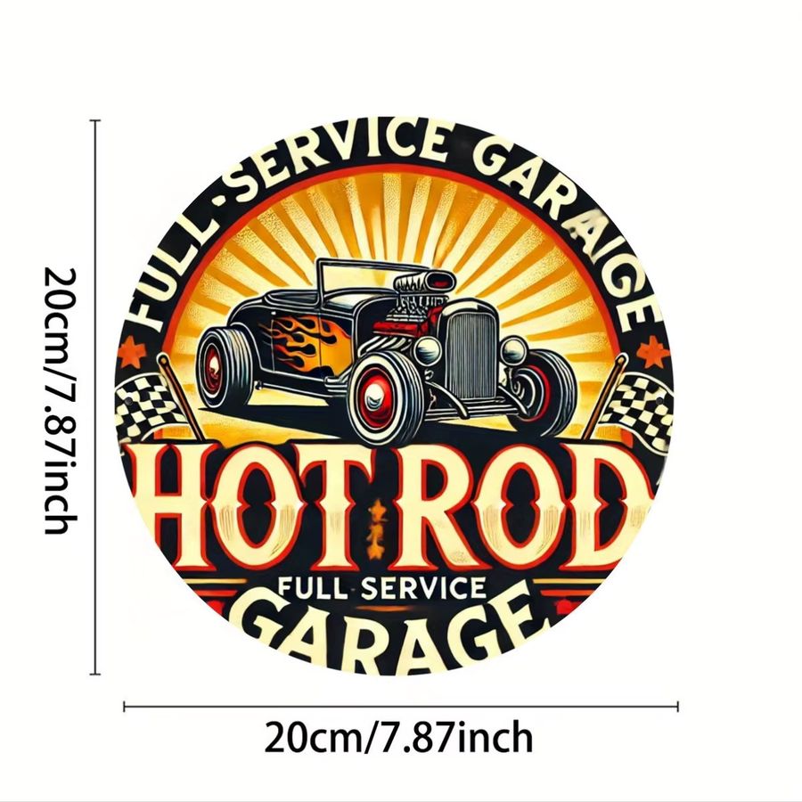 Vintage Hot Rod Car Blechschild von Potdemiel, Multicolor, B/H: 20,3 x 20,3 cm - Bild 2