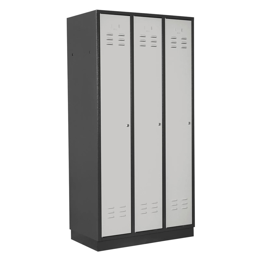 PROREGAL Garderobenschrank Ermine mit 3 Türen in Anthrazitgrau und Lichtgrau, H x B x T: 177,5 x 89 x 50 cm - Bild 2