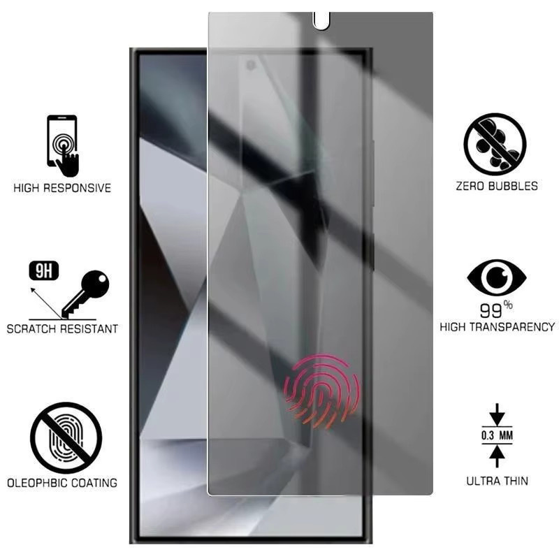 2 Stück Samsung Anti-Spy Displayschutz aus gehärtetem Glas für Galaxy S24 Ultra S25 S23 S22 S21 in Transparent mit Smooth Finish Privacy Guard - Bild 2