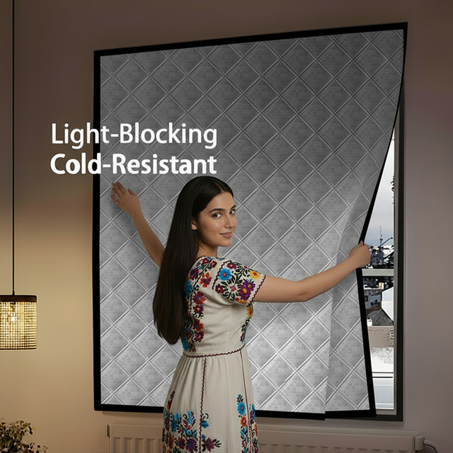 TranquilTouch Thermo-Vorhang mit Hakenschlaufen, winddicht und geräuschreduzierend, blickdicht, Breite: 100 cm, Höhe: 100 cm - Bild 1