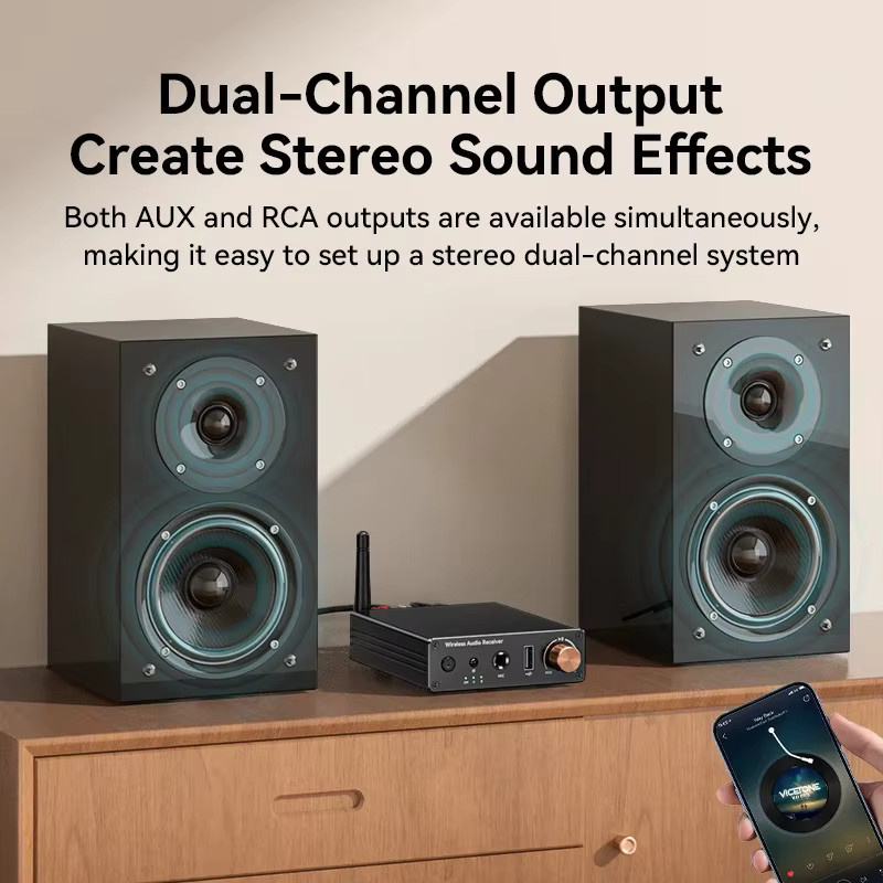 Kebidumei Drahtloser Bluetooth 6.0 Audio-Adapter in Schwarz mit 3,5-mm-Klinke und RCA sowie Freisprecheinrichtung für die gleichzeitige Verbindung von 2 Geräten - Bild 3