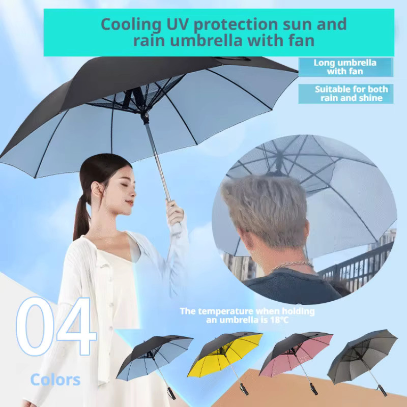 Dualuse Regenschirm und Sonnenschirm mit integriertem Lüfter und UV-Schutz in Pink - Bild 2