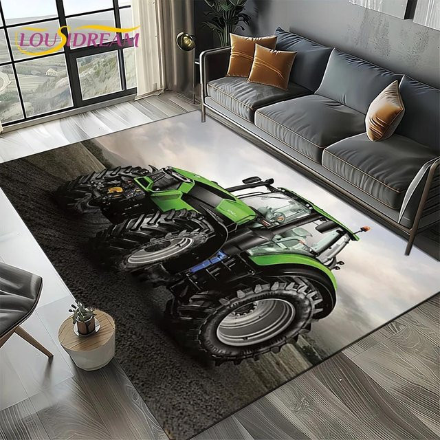 Wucifang Jewelry Retro 3D LKW Traktor Teppich Fußmatte aus Polyester, rutschfest und waschbar, Motiv Kinder, B/B: 90 x 60 cm, Mehrfarbig - Bild 1