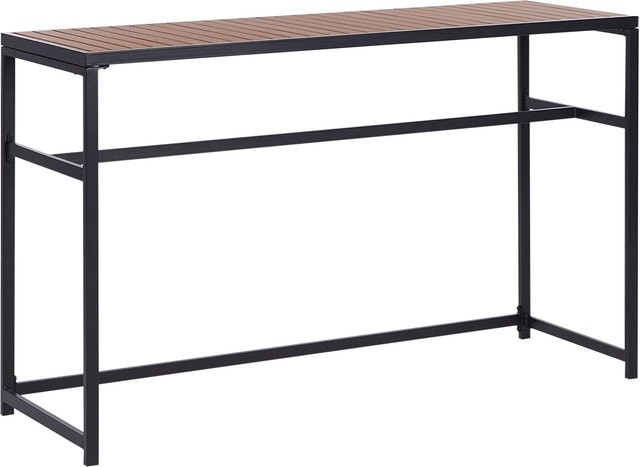Beliani Gartentisch AVETRANA in Schwarz und hellem Holzfarbton, rechteckiger Tisch für Garten und Terrasse, B/T/H: 150 x 50 x 90 cm - Bild 1