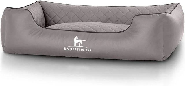 Knuffelwuff Hundebett Madison Orthopädisch aus Kunstleder mit abnehmbarem Bezug Grau XXL B: 120 cm, T: 85 cm - Bild 1