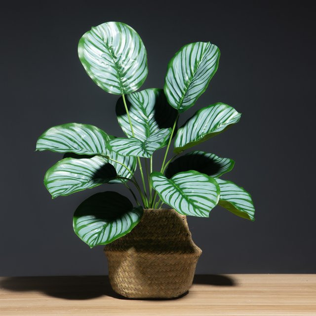 Künstliche Monstera Pflanze von Kmitang mit 12 Blättern, grüne tropische Palmblätter aus Kunststoff für Haus und Garten, Höhe: 40 cm - Bild 1