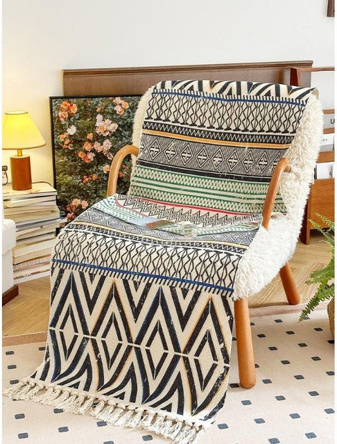 Binchi Outdoor Equipment Sofabezug aus Baumwolle und Leinen im Retro-Stil, Mehrfarbig, Breite: 60 cm, Tiefe: 90 cm - Bild 1