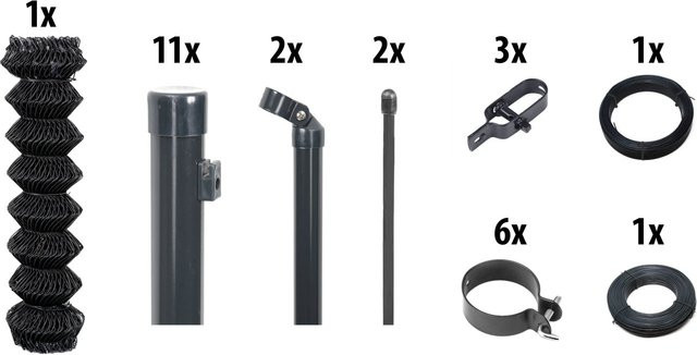 Floraworld Maschendraht-Set aus Stahl in Anthrazit, Höhe: 80 cm, Länge: 25 m - Bild 1