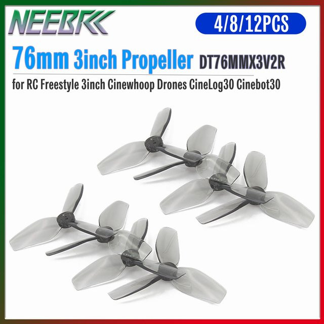 NeebRC DT76MMX3V2R 76mm 3-Blatt RC Propeller, Kunststoff, Schwarz - Bild 1