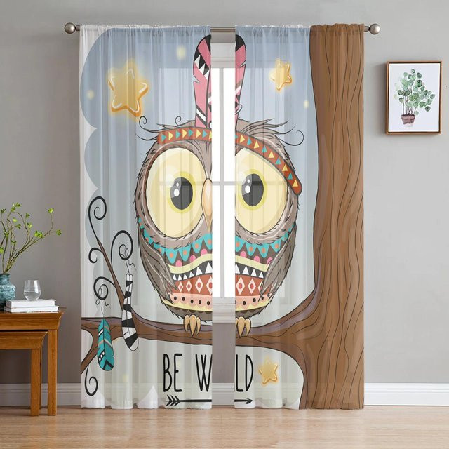 Yiran Furniture Indische Boho Paisley Tüll Vorhänge aus Organza, Transparent, Mehrfarbig, Breite: 135 cm, Höhe: 115 cm - Bild 1