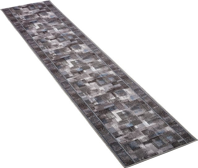 Moderner Teppich Tetris in Grau mit geometrischem Design für Flure - Bild 1