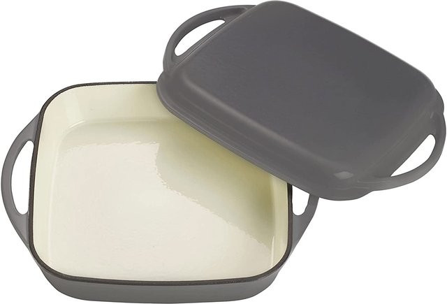 Echtwerk 2-in-1 Universalbräter Set aus emailliertem Gusseisen mit Deckel, Grau, 1,5 l - Bild 1