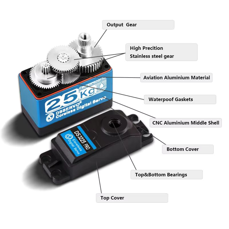 Stemedu RC Servo DS3225 PRO, digitaler Lenkmotor, Metall, wasserdicht - Bild 2