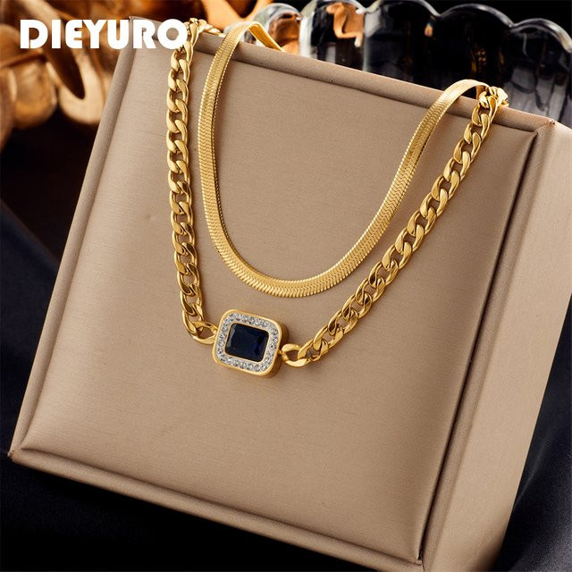 DIEYURO Halskette, Edelstahl, Gold, Zirkonia, Damen - Bild 1