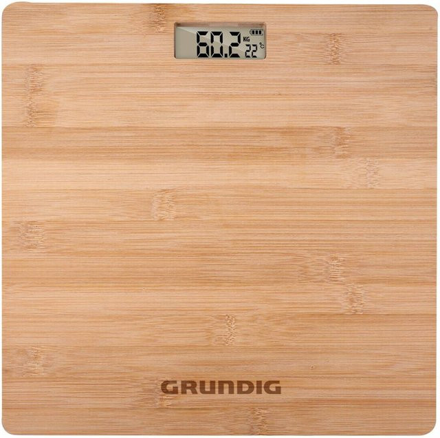 Digitale Personenwaage Grundig aus Bambus in Braun und Beige, B/L: 28 x 28 cm - Bild 1