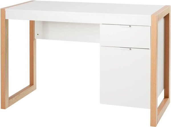 Costway Kinderschreibtisch mit Schrank und Schublade in Weiß