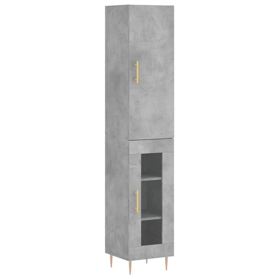 vidaXL Highboard Betongrau mit Glastüren aus Holzwerkstoff, Metall und Glas, B/T/H: 34,5 x 34 x 180 cm - Bild 2
