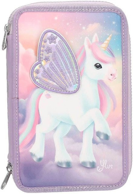 Depesche 3-Fach Federtasche Ylvi mit appliziertem Flügel in Multicolour, B/T/H: 7,5 x 13,5 x 20 cm - Bild 1