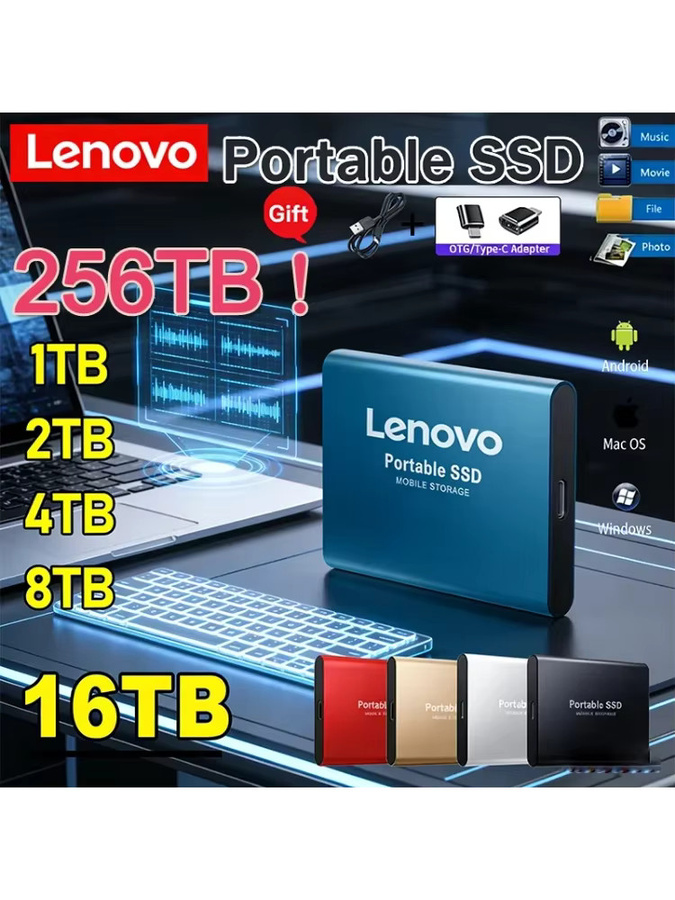 Lenovo SSD externe Festplatte USB 3.1 tragbare Solid State Disk in Blau - Bild 5