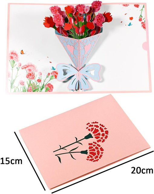 3D-Blumen-Popup-Karte von Love Home Garden in Rosa für Muttertag, Geburtstag und Beileid - Bild 1
