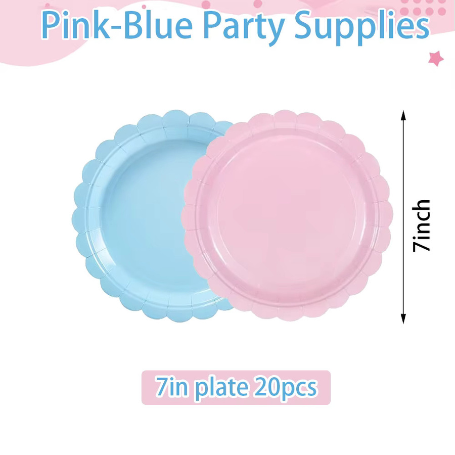 JIATA Party-Set für Babyparty und Gender Reveal in Pink und Blau mit Tellern, Servietten und Bechern - Bild 1