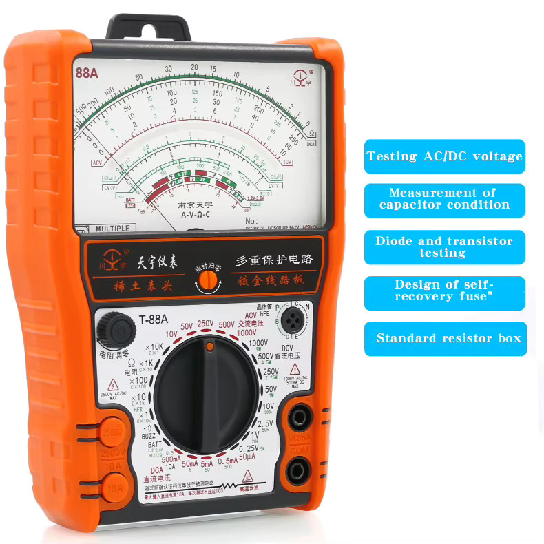 NJTY 88A Analoges Multimeter in Orange mit hochpräzisem Summer und Überlastschutz - Bild 3