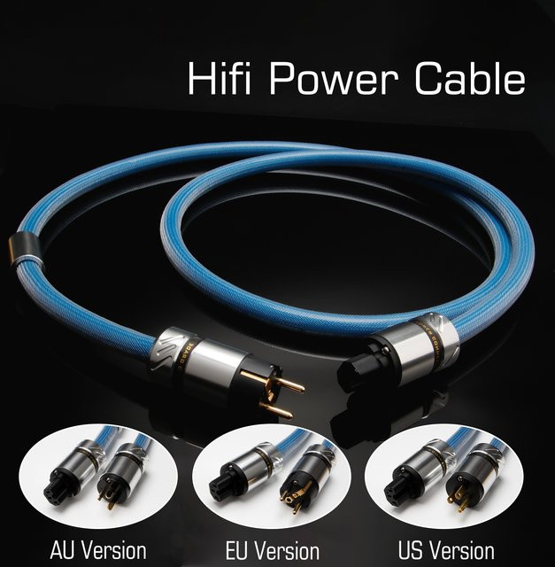 Preffair Audiophiles HiFi-Stromkabel mit EMC-Abschirmung und versilberten Leitern in Blau - Bild 1