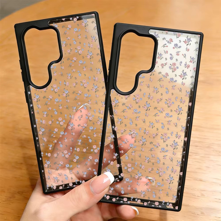 Stoßfeste Handyhülle mit Blumenmuster für Samsung Galaxy S25 S26 Ultra S24 FE S23 A56 5G A55 A54 A36 A17 A15 A16 A07 in Transparent Multicolour - Bild 3