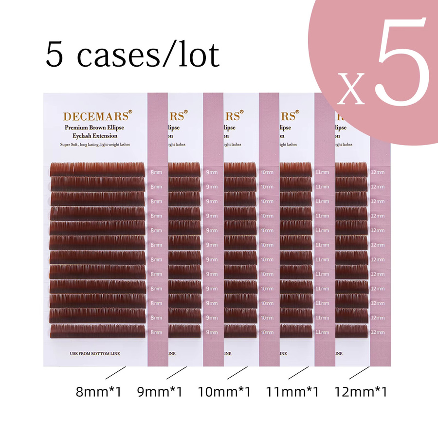 DeceMars Wimpernverlängerung, 5er-Set, Braun, Matt, Ellipsenförmig - Bild 2