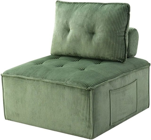 GLP Sofamodul aus Cordstoff in Salbeigrün, Bodensofa B/T/H: 84 x 84 x 42 cm - Bild 1