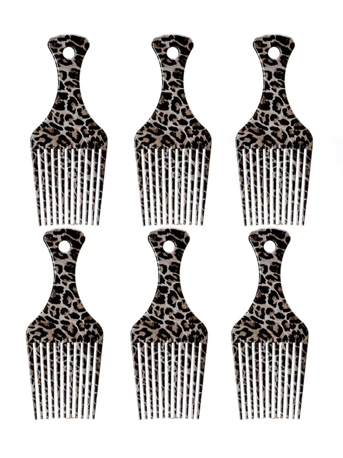 WANMEI Afro-Haar-Pick-Kamm, Leopardenmuster, für lockiges Haar - Bild 7
