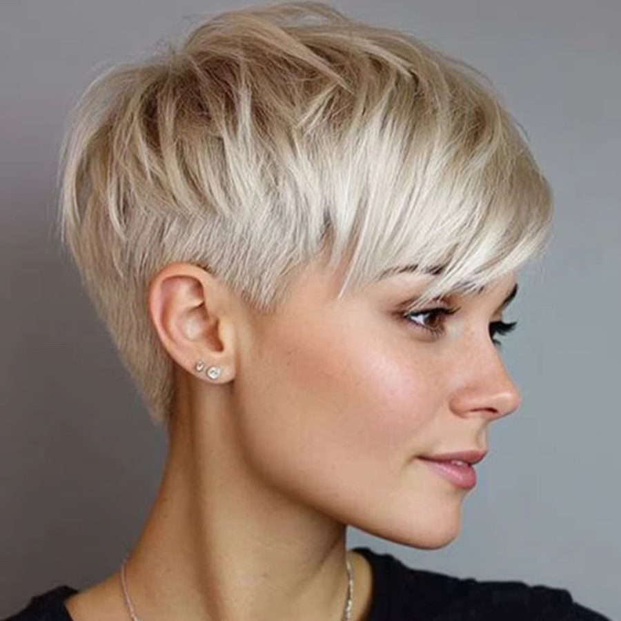 OYM HAIR Haarperücke Pixie Cut, 6 Zoll, Blonde, Glatte Brasilianisches Haar - Bild 4