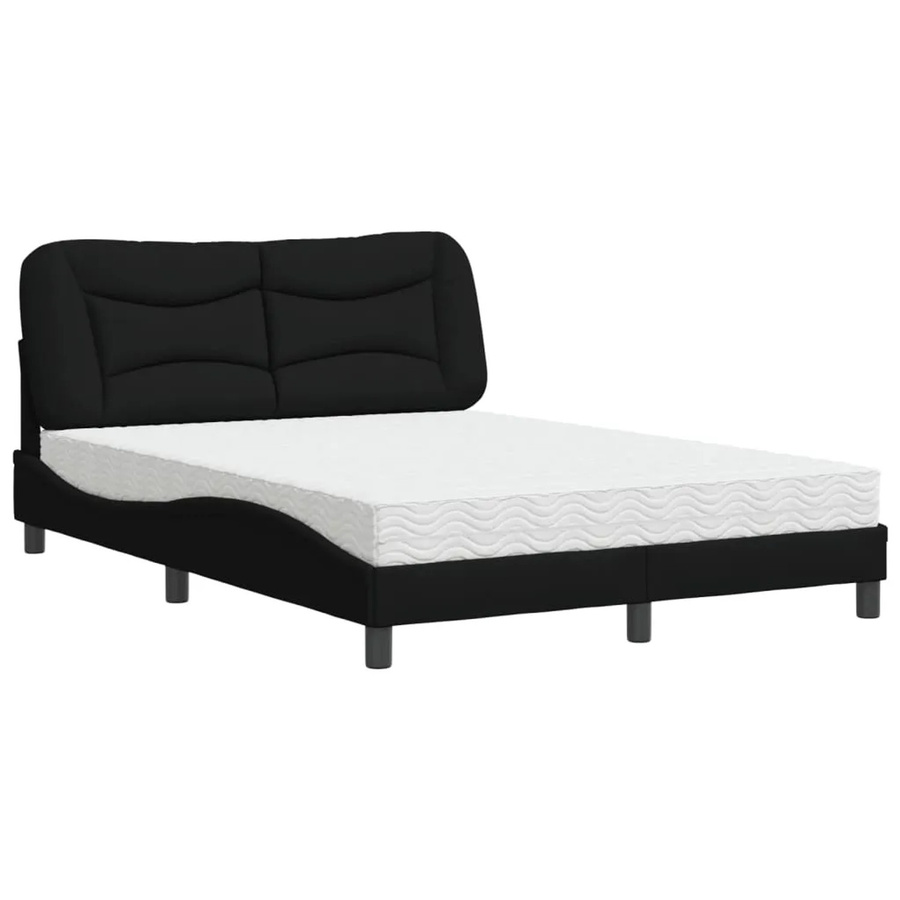 vidaXL Bett mit Matratze in Schwarz aus Stoff und Kiefernholz, B/T/H: 120 x 200 x 125 cm - Bild 2