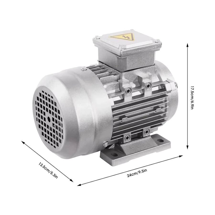 Bymaocar Dreiphasiger Elektromotor 0,75 kW mit 1400 U/min, Energiesparender Spulenmotor aus reinem Kupfer in Silber mit Aluminiumgehäuse - Bild 2