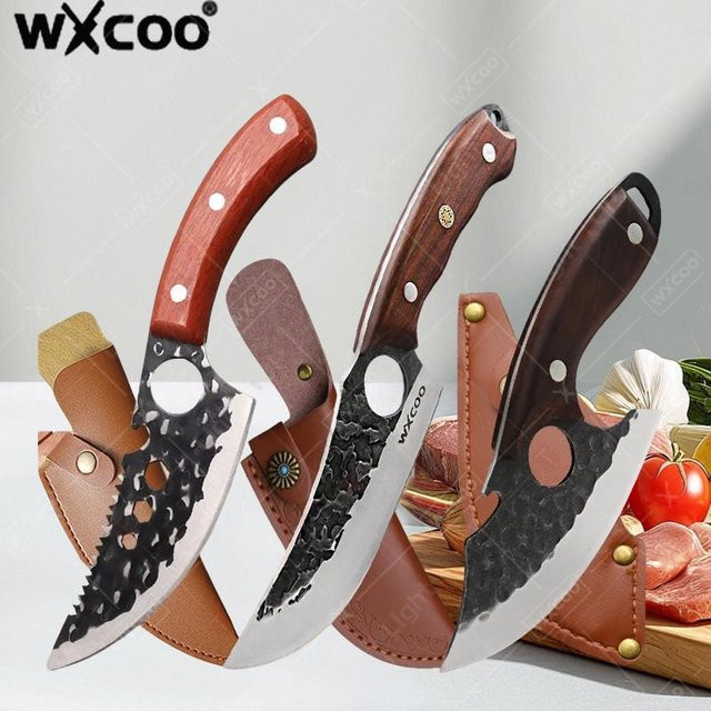 WXCOO Hackmesser aus geschmiedetem Edelstahl mit Holzgriff und Scheide - Bild 1