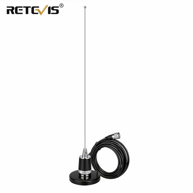 Retevis MR200 Dualband Autoantenne VHF/UHF 144/430 MHz in Schwarz mit magnetischer Halterung, NMO-Anschluss und SL16-J Koaxialkabel für RT95 - Bild 1