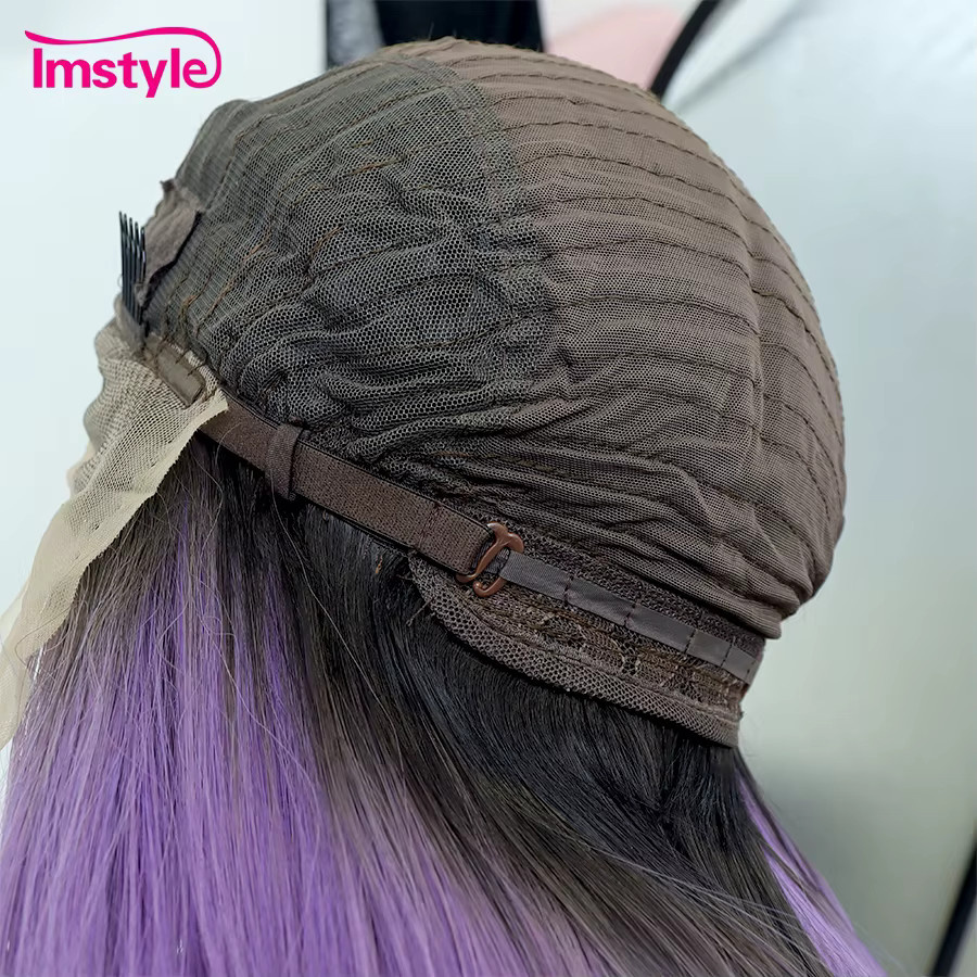 Imstyle Perücke, lila, lange synthetische Lace-Front, gewellt, Damen - Bild 3