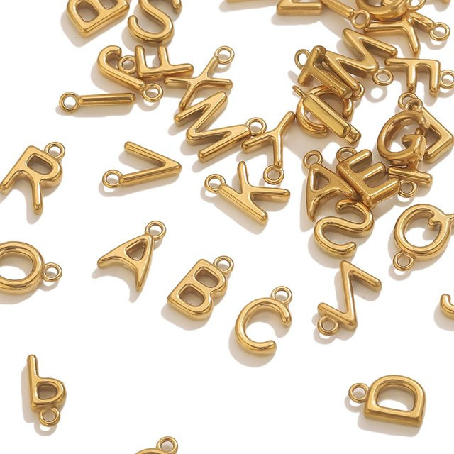 baizzx Buchstaben Charms, Edelstahl, Gold, Unisex - Bild 1