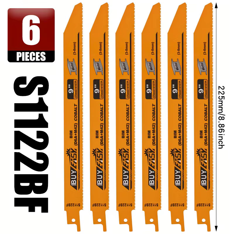 6-teiliges Bimetall-Säbelsägeblatt-Set für Metall, Holz und Kunststoff in Orange - Bild 4