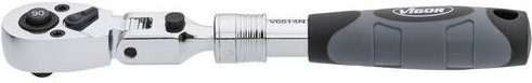 Vigour Teleskop Gelenk-Umschaltknarre 1/4 Zoll (6,3 mm), Farbe: Silber, Länge: 225 mm - Bild 1