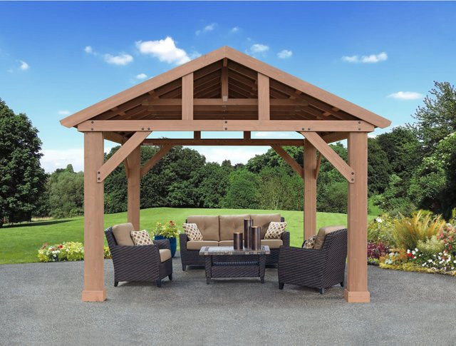 Westmann Holzpavillon Yukon aus Cedar-Holz, Farbe: Braun/Grau, L x B x H: 427 x 365 x 330 cm - Bild 1