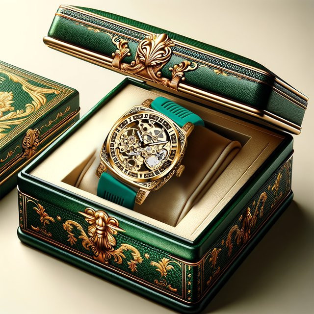 CAROTIF Herrenuhr, Automatik, Analoguhr, Gold, Silikon, Grün, Herren - Bild 1