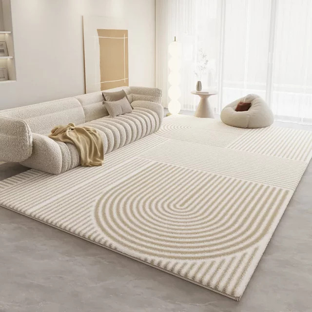 VIKAMA Wohnzimmer Teppich Minimalistisch in Beige für Schlafzimmer und Wohnzimmer B/T: 120 x 200 cm - Bild 1