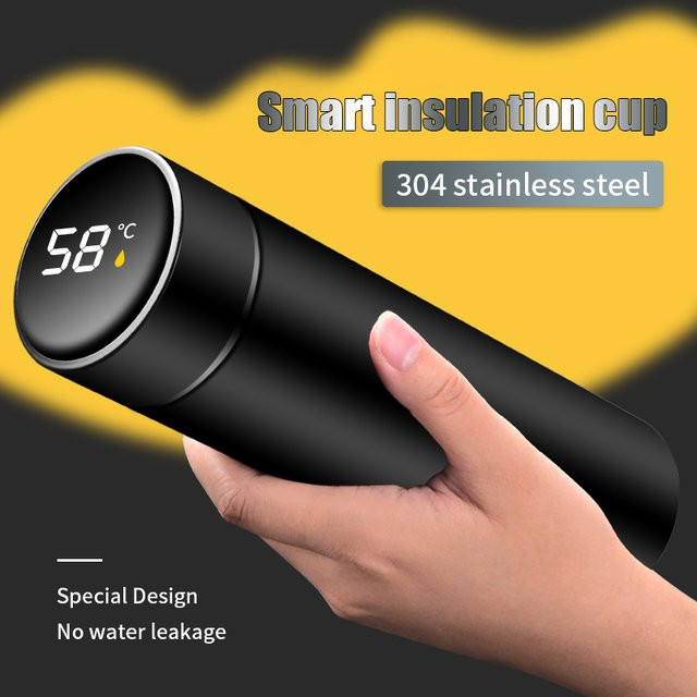 Smart Digital Thermos Wasserflasche aus Edelstahl mit Vakuum-Isolierung von Venlohome in Blau oder Schwarz - Bild 1