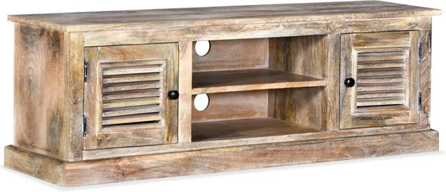 vidaXL TV-Schrank aus Massivholz Mango im Retro-Stil, Farbe: Braun, B/T/H: 120 x 40 x 30 cm - Bild 1