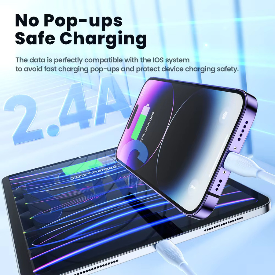 Toocki 3-teiliges Lightning-USB-Kabel Set für iPhone und iPad in Lila - Bild 3