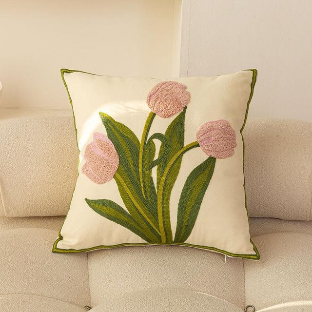 Dekorative bestickte Kissenhülle von Yiran bag mit floralem Design, B/B/H: 45 x 45 x 0 cm, Mehrfarbig - Bild 1
