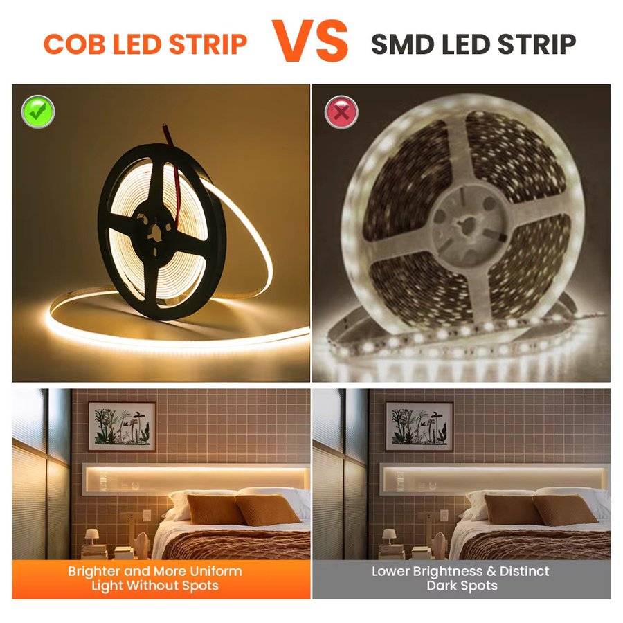 XUNATA COB LED Streifen mit hoher Dichte 320 LEDs/m, dimmbar, RA90, 5V 12V 24V, flexible lineare Beleuchtung - Bild 4